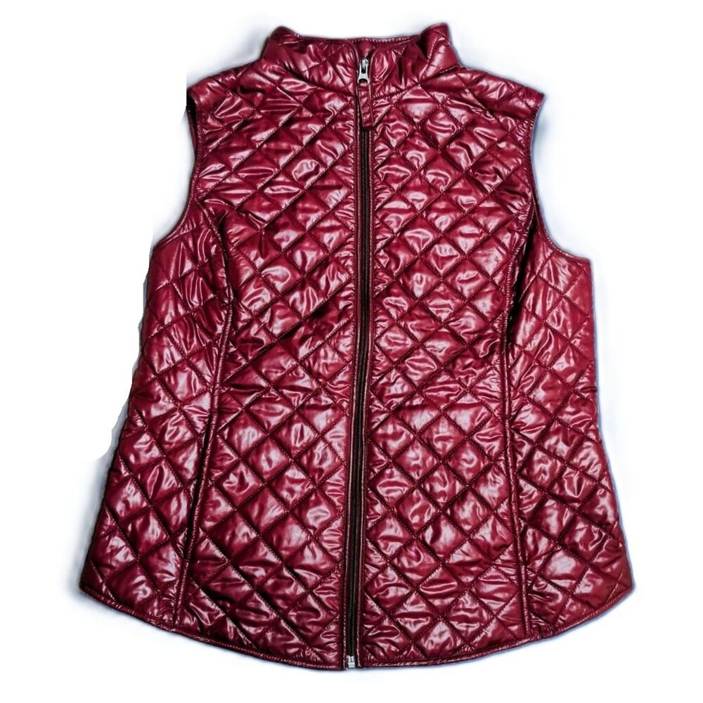 Van Heusen Burgundy Quilted Zip Front Puffer Vest Women’s Medium